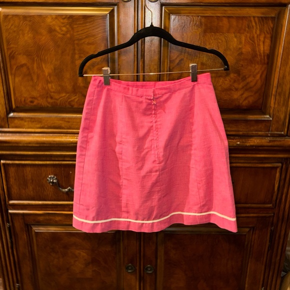 Vintage 60’s/70’s Q-Skirt by Leon Levin Pink A-Line Mini Skirt with White Trim - Picture 4 of 4